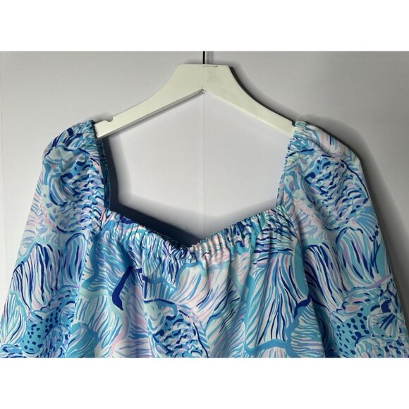 Lilly Pulitzer Lizzie Top Fishful Thinking Bermuda Blue Sz M Beach Resort Cruise - Picture 3 of 11